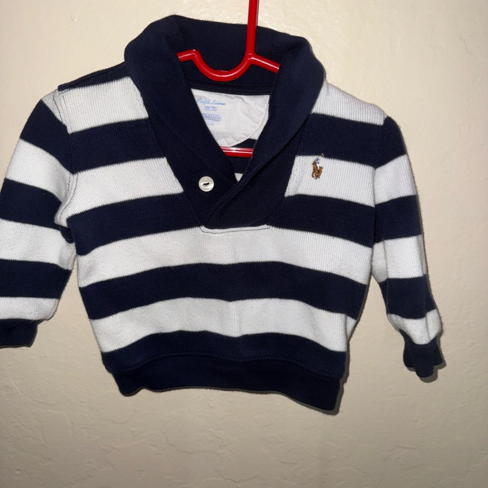 Navy and White Striped Kids Sweater new born size 6 m
